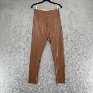 Commando Faux Leather Leggings Womens Large Brown High Rise Pull On Ankle